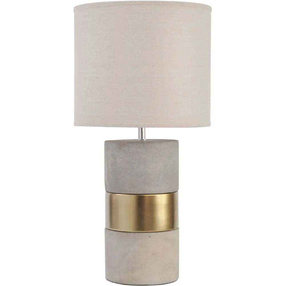 Finchley Concrete and Gold Table Lamp with Natural Shade Table Lamp
