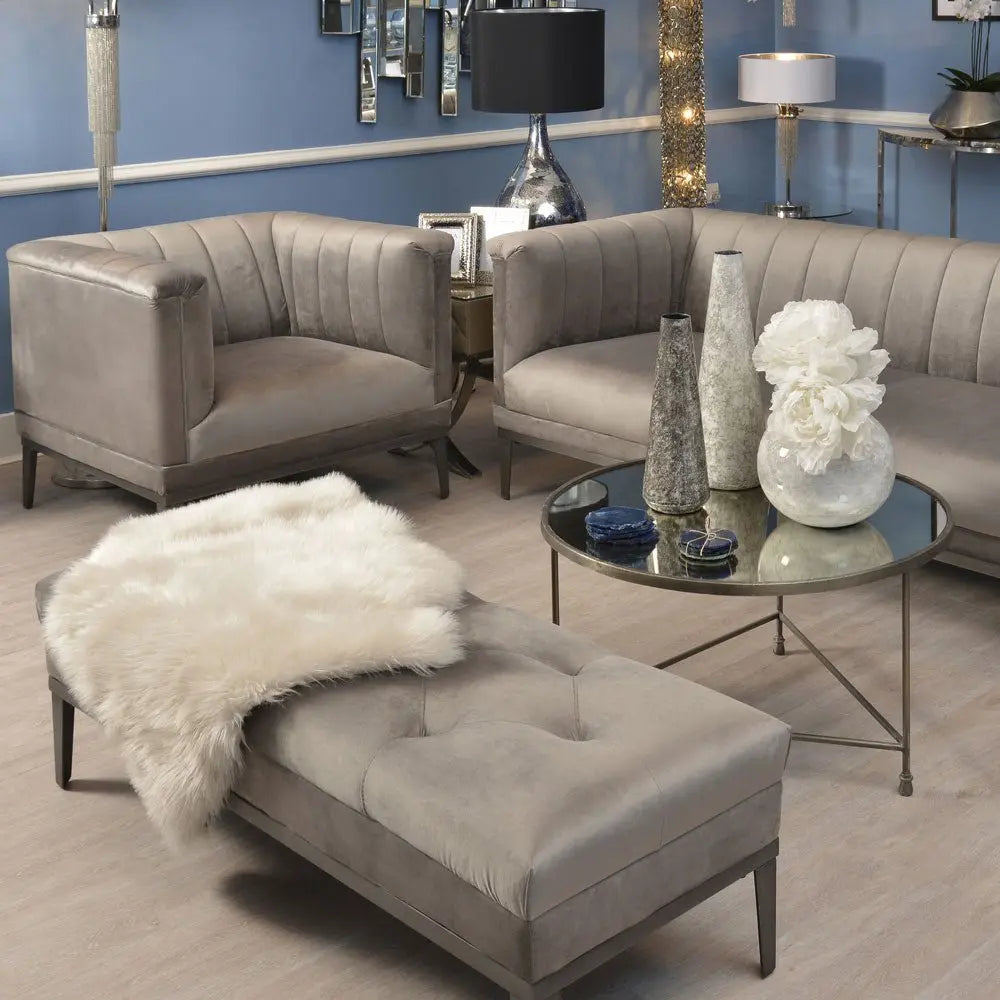 Fitzrovia Grey Ribbed Occasional Chair Accent & Armchairs