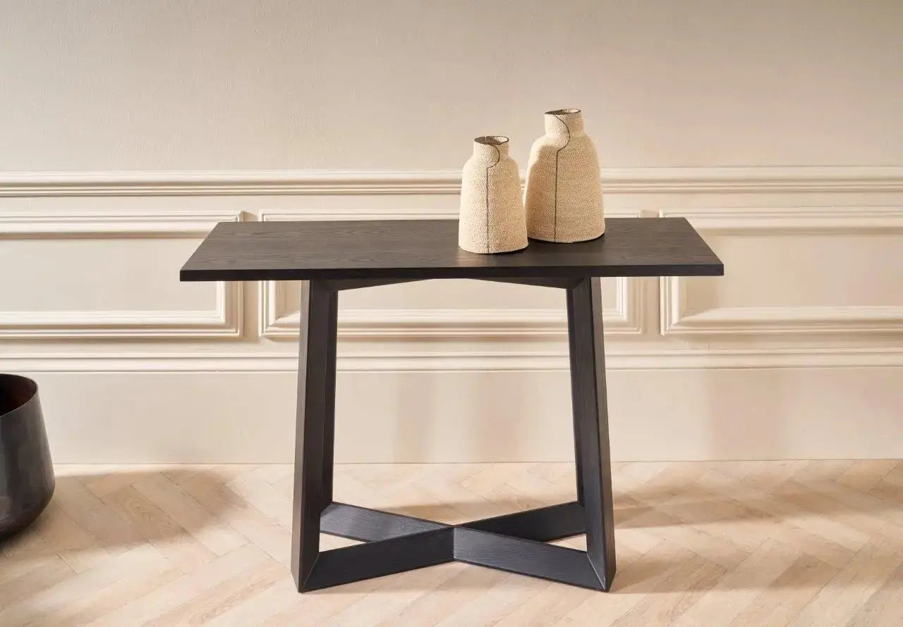 Gillmore Cadiz Natural Black Oak Top Console Table Console Table