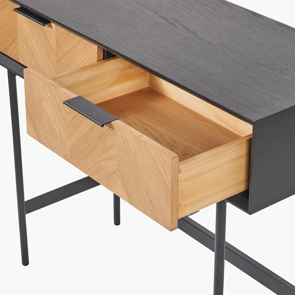 Hailee Black and Natural Chevron 2 Drawer Console Table - Pacific Lifestyle  Nicholas John Interiors