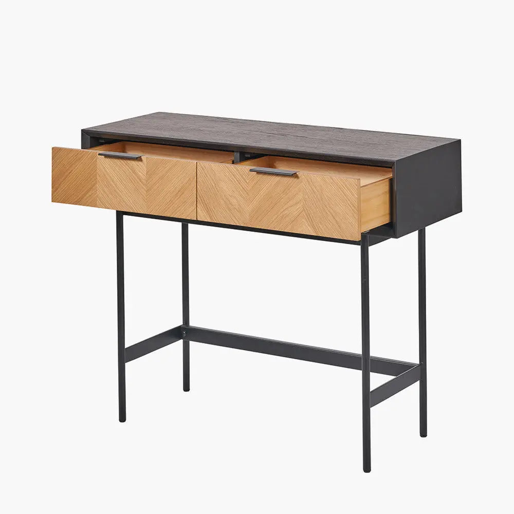 Hailee Black and Natural Chevron 2 Drawer Console Table - Pacific Lifestyle  Nicholas John Interiors