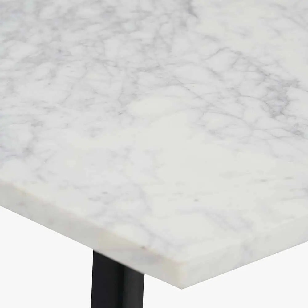 Hendrick White Marble and Black Metal Console Table Console Tables