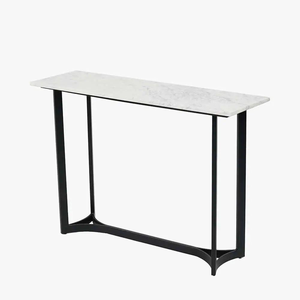 Hendrick White Marble and Black Metal Console Table Console Tables