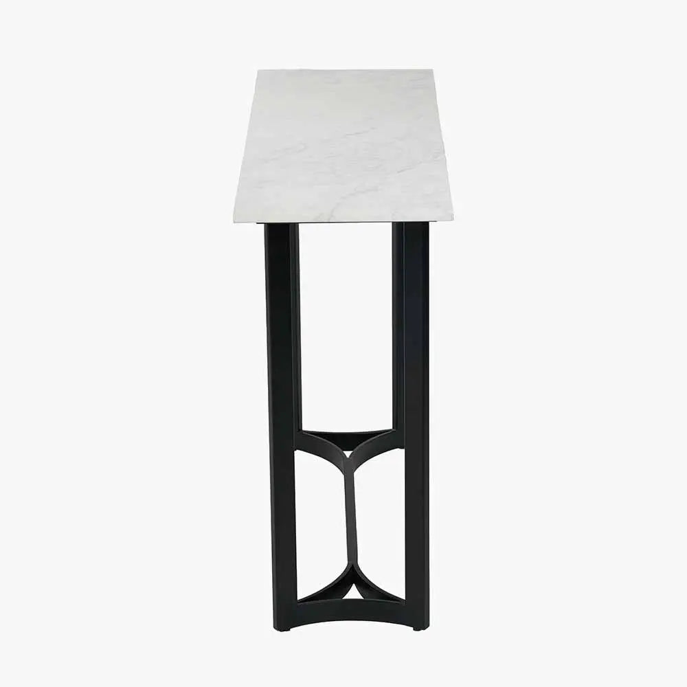 Hendrick White Marble and Black Metal Console Table Console Tables