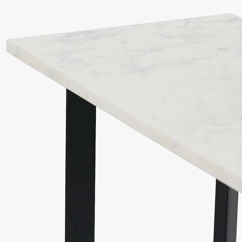 Hendrick White Marble and Black Metal Console Table Console Tables