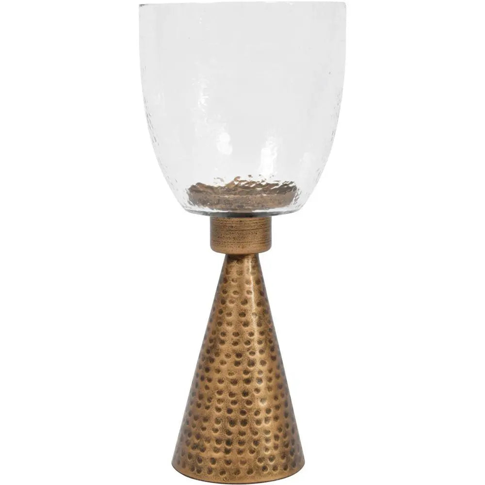 Hurricane Hammered Iron Glass Table Candle