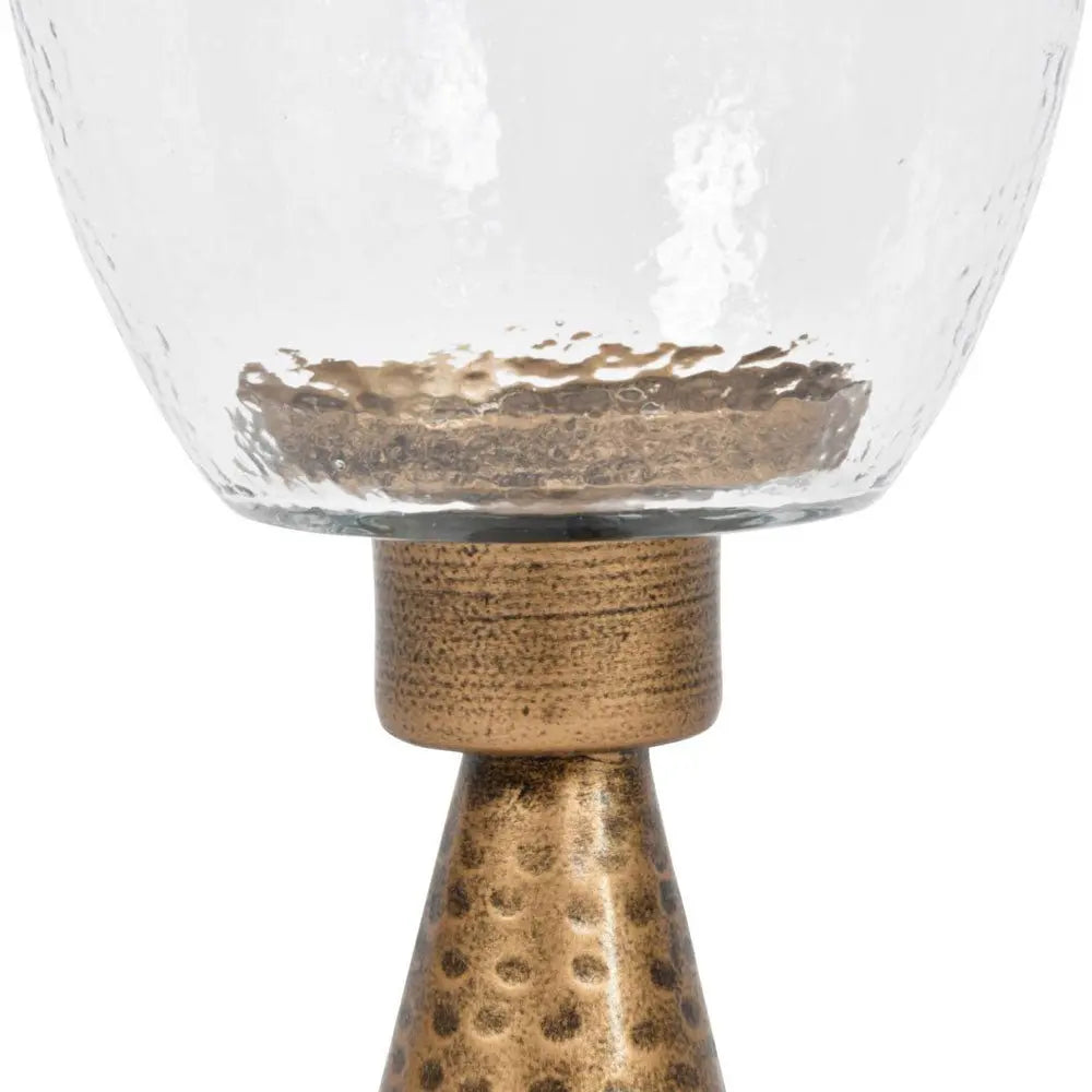 Hurricane Hammered Iron Glass Table Candle