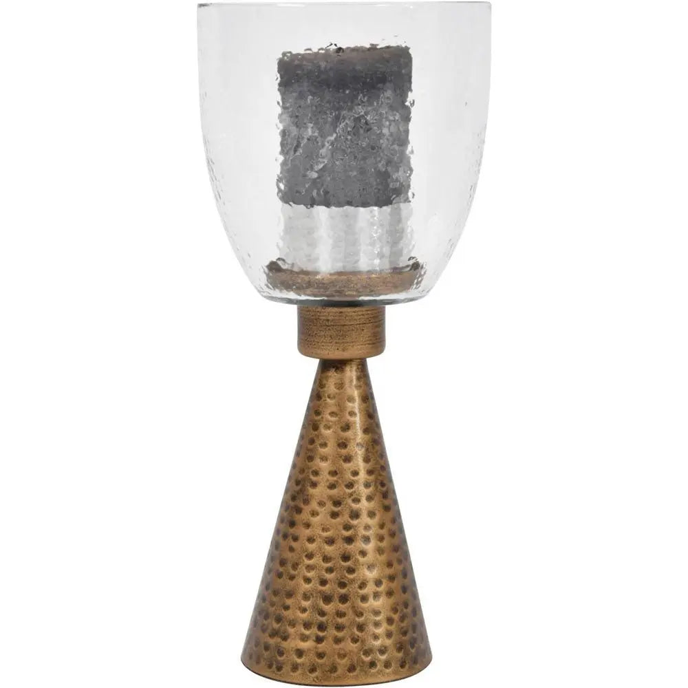 Hurricane Hammered Iron Glass Table Candle