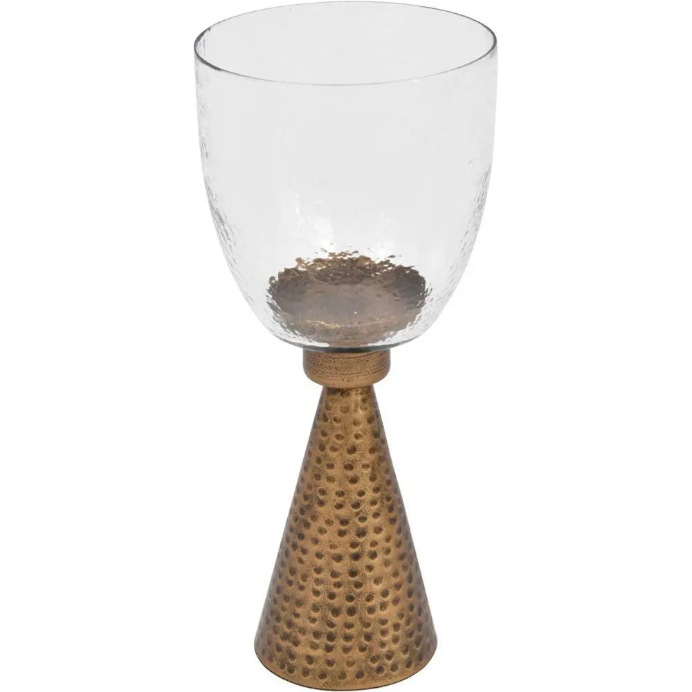 Hurricane Hammered Iron Glass Table Candle