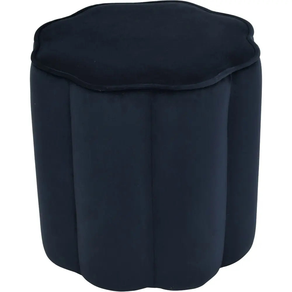 Inara Scallop Footstool in Royal Blue Velvet Nicholas John Interiors