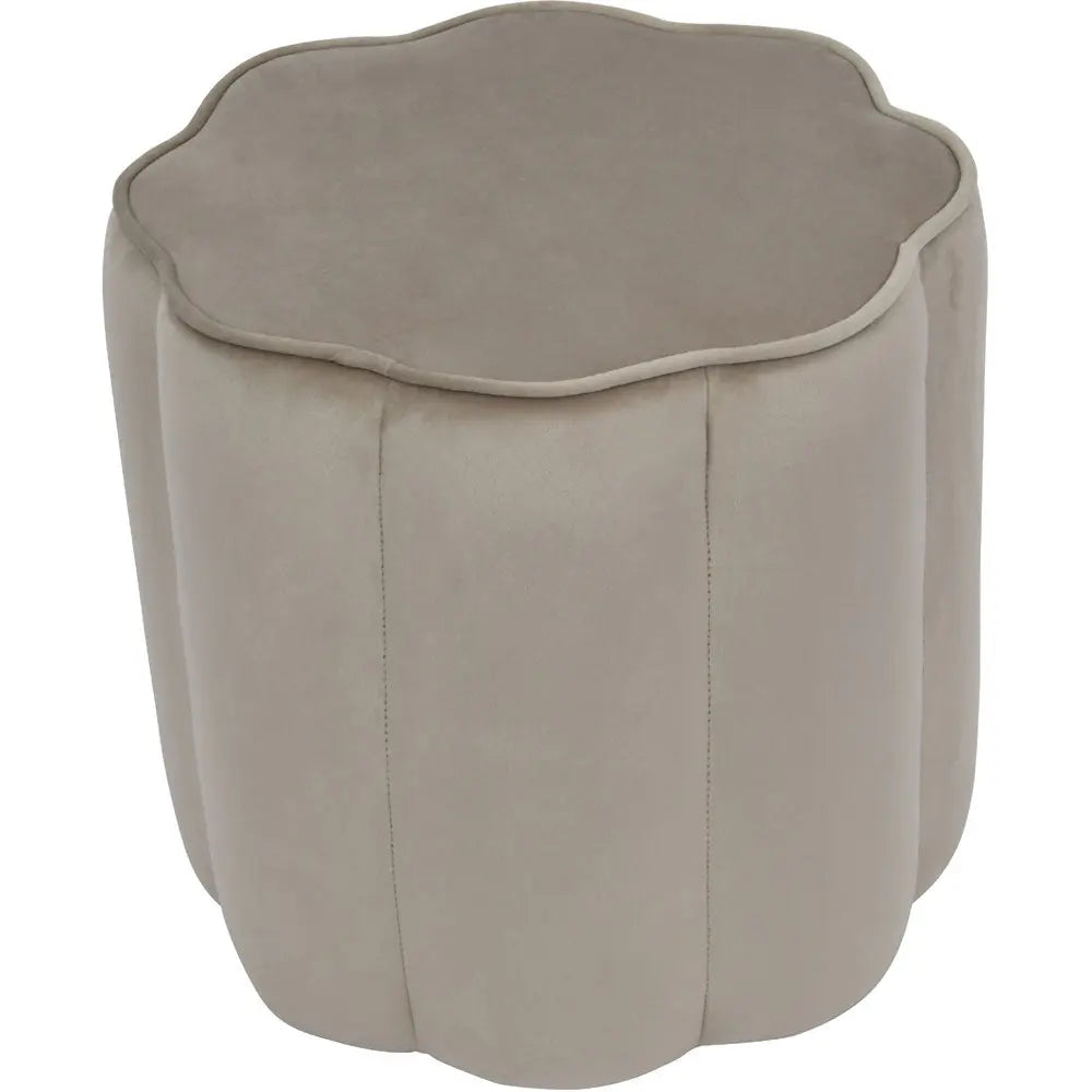 Inara Scallop Footstool in Smokey Taupe Velvet