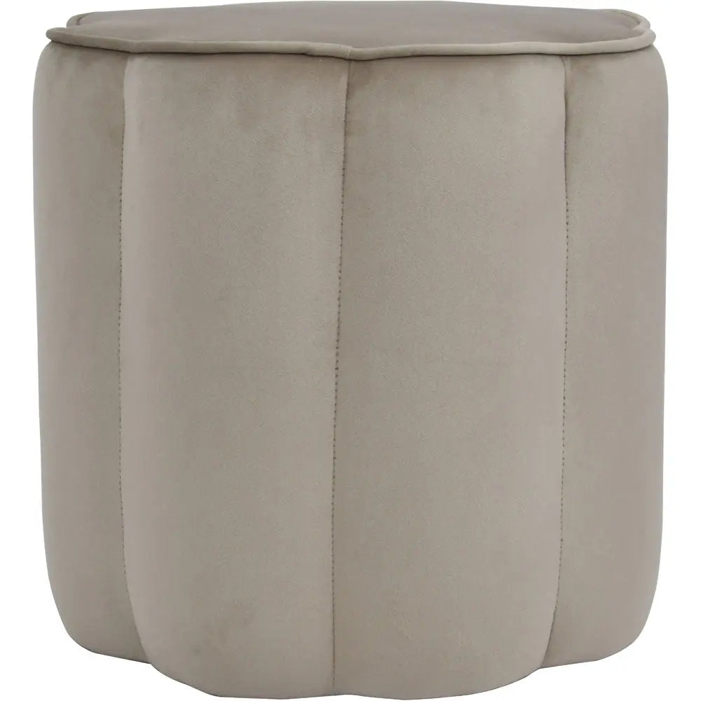 Inara Scallop Footstool in Smokey Taupe Velvet