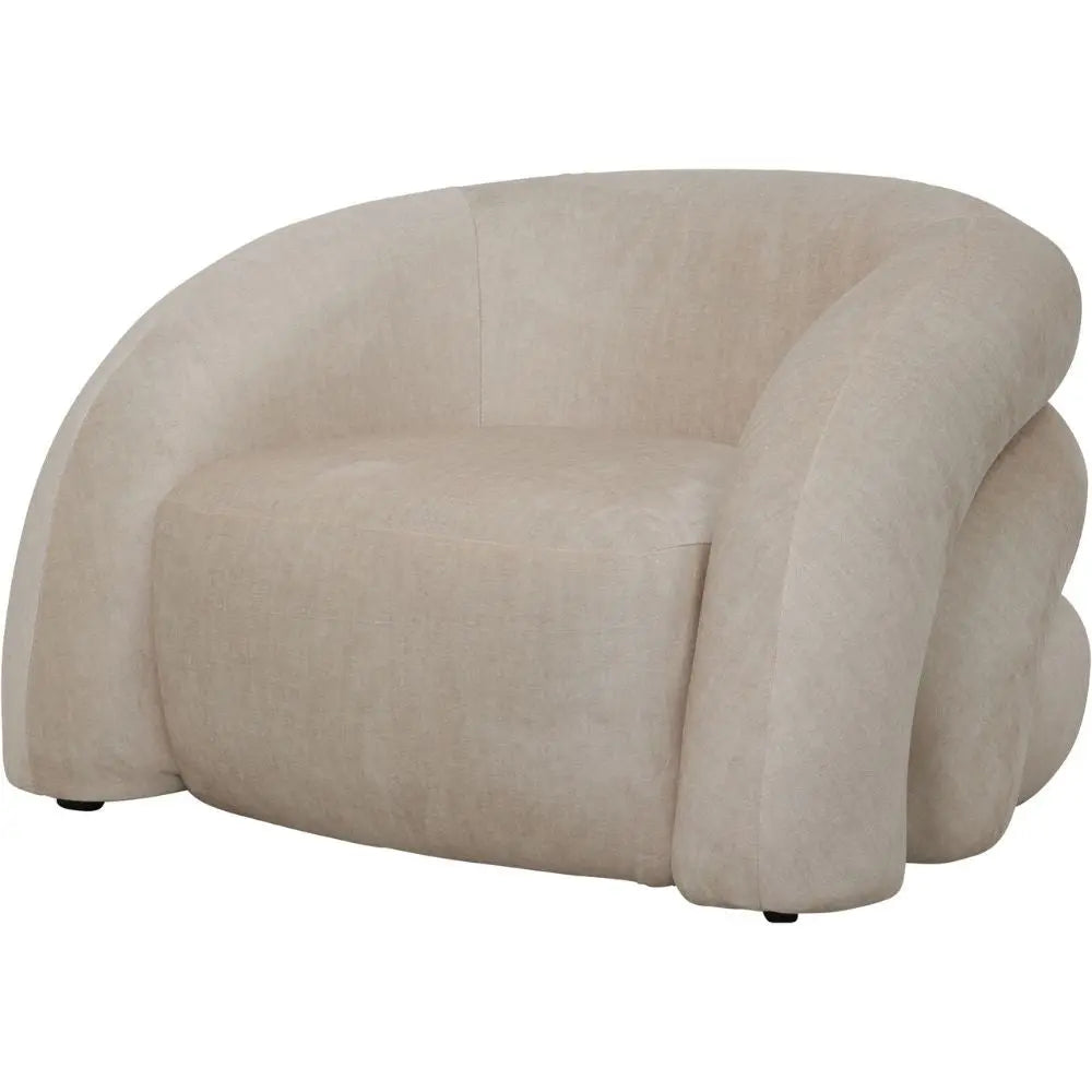 Kason Upholstered Curved Snug Chair in Cream Accent & Armchairs