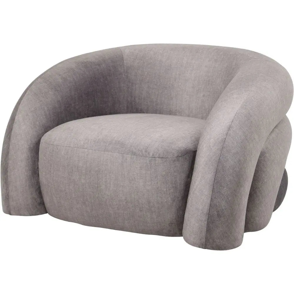 Kason Upholstered Curved Snug Chair in Grey Accent & Armchairs