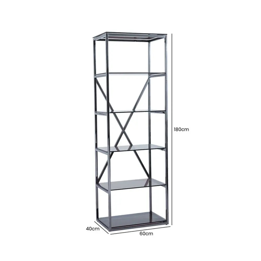 Knox 5 - Tier Grey Gunmetal with Smoke Glass Display Unit Display Cabinet