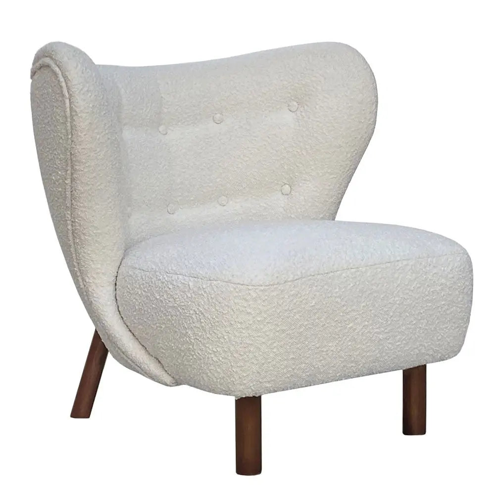Landon Wingback Occasional Chair Cream Boucle Accent & Armchairs
