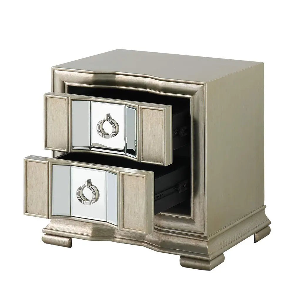 Lucarna 2 Drawer Mirror Bedside Cabinet - Champagne Bedside Table