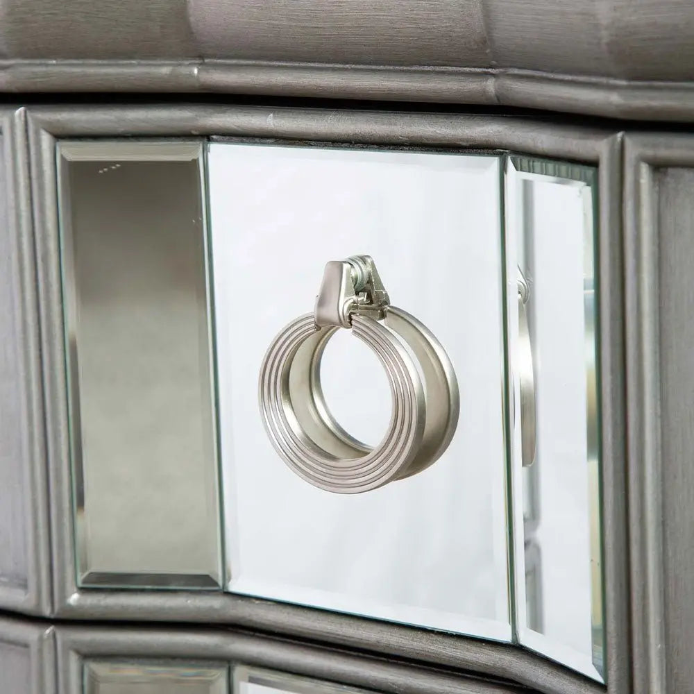 Lucarna 2 Drawer Mirror Bedside Cabinet - Grey Bedside Table