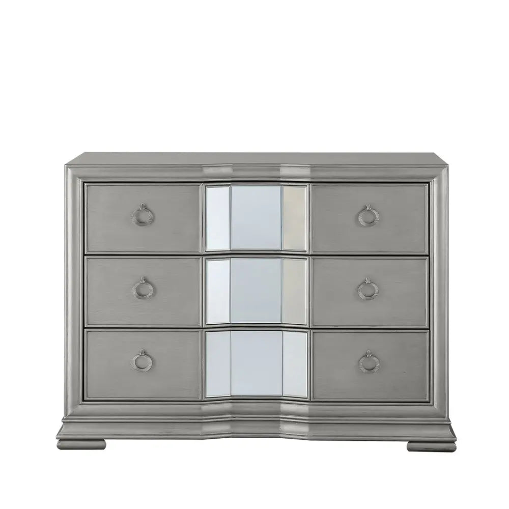 Lucarna Extra Large 120cm wide Bedside Cabinet 3 Drawer Mirrored Chest - Grey Chest of Drawers