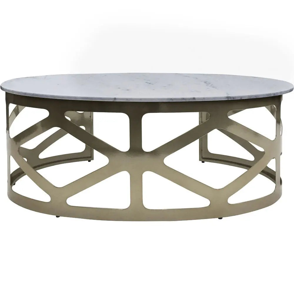 Marcella Coffee Table Metallic Black Nickel Finish with Grey Marble Coffee Table