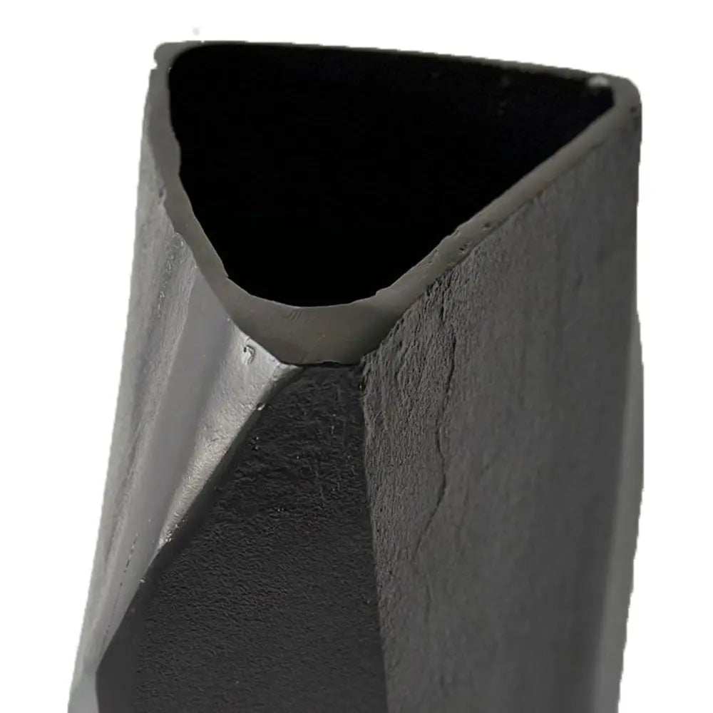 Marusia Cast Aluminium Faceted Charcoal Black Vase 45cm