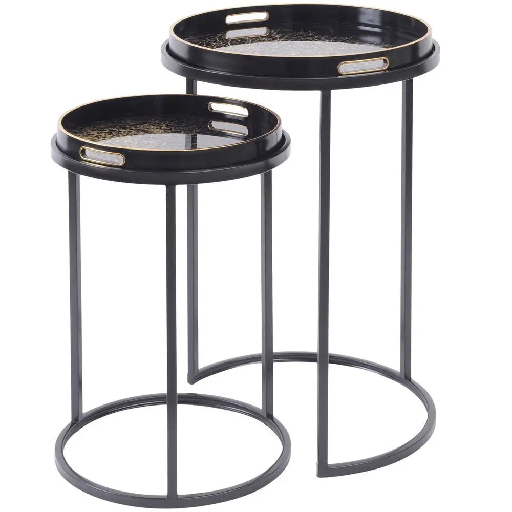 Mila Coral Design Set of 2 Side Tray Tables