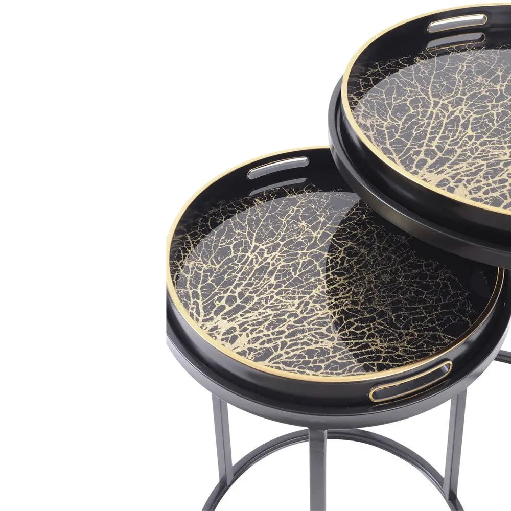 Mila Coral Design Set of 2 Side Tray Tables