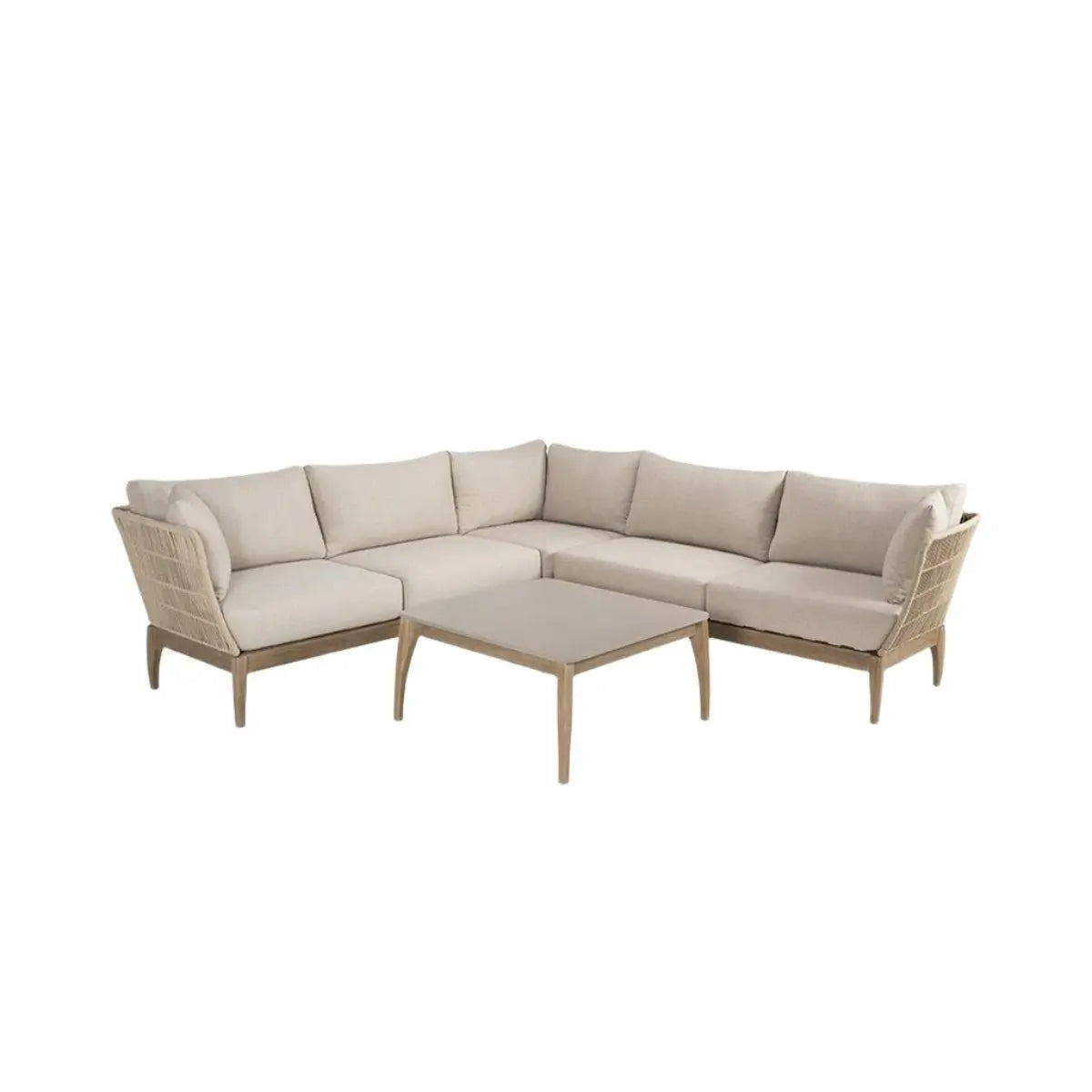 Moeven Outdoor Corner Seating Set in Latte & Oatmeal - Pacific Lifestyle Outdoor Lounge Sets