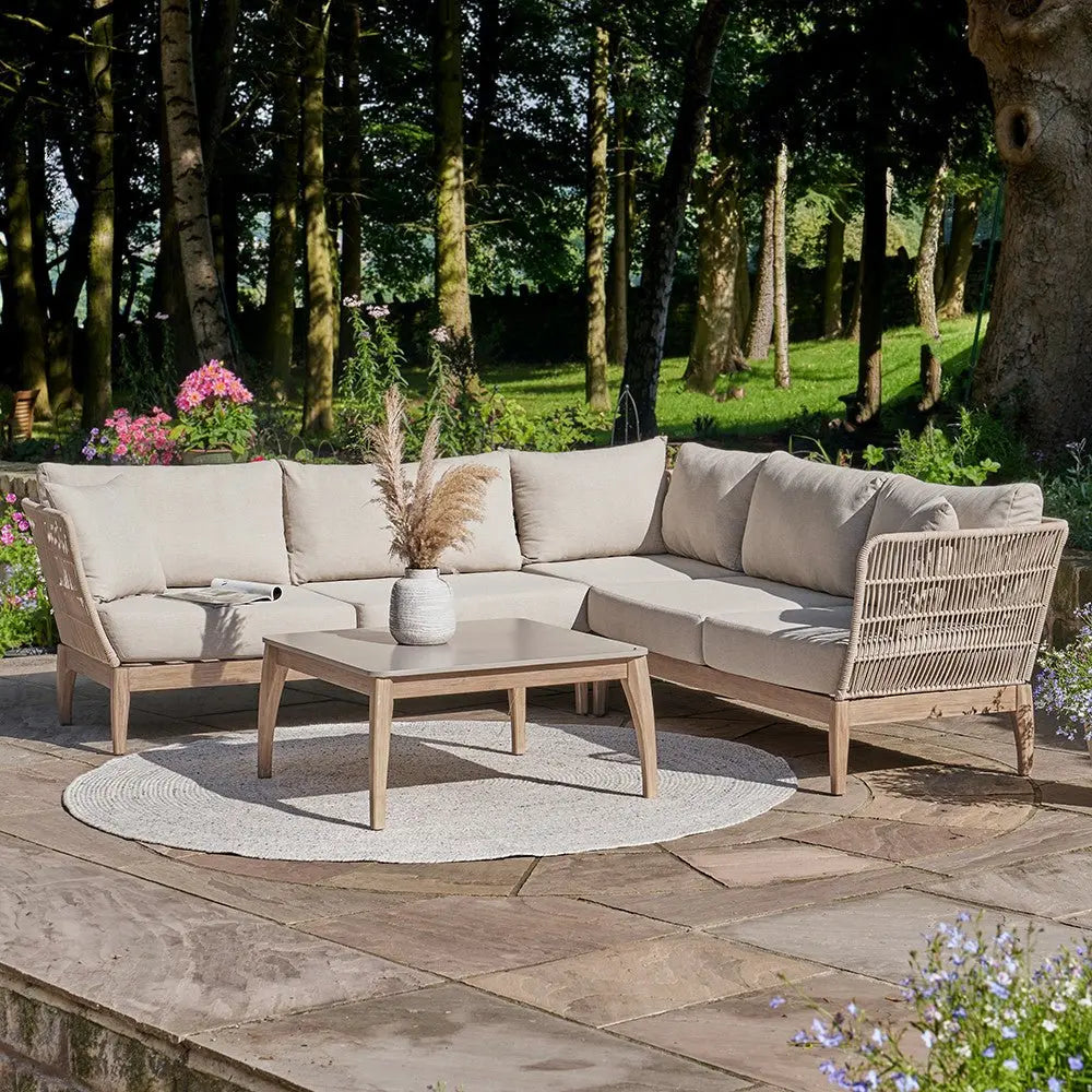 Moeven Outdoor Corner Seating Set in Latte & Oatmeal - Pacific Lifestyle Outdoor Lounge Sets