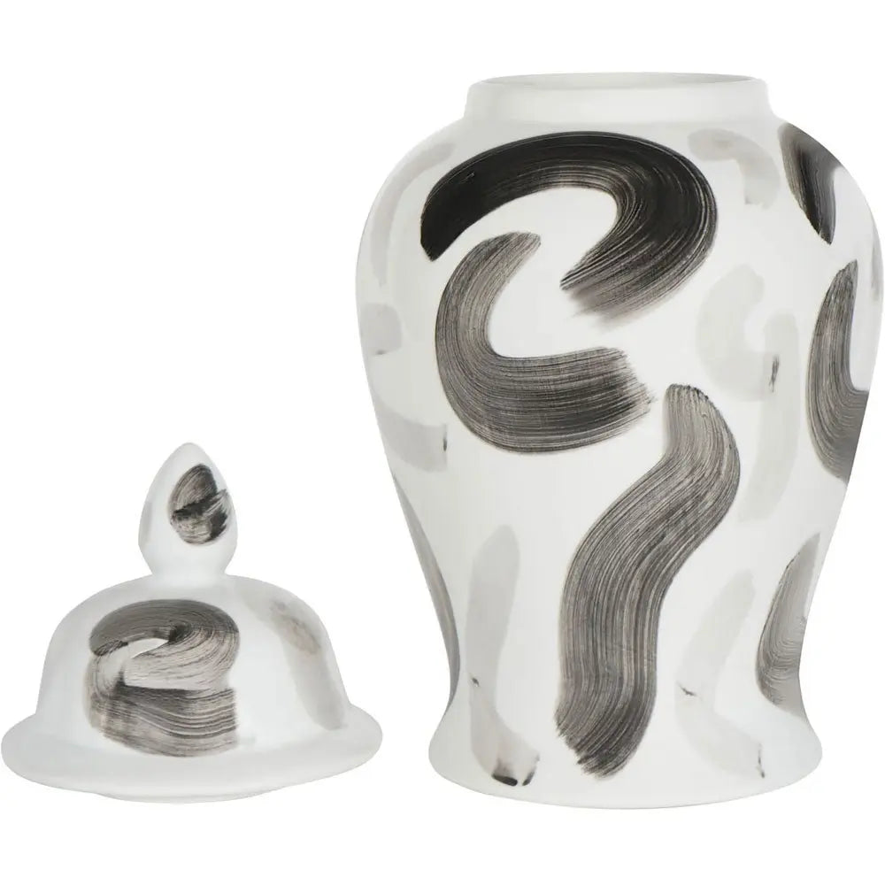 Monochrome Brush Swirl Large Ginger Jar