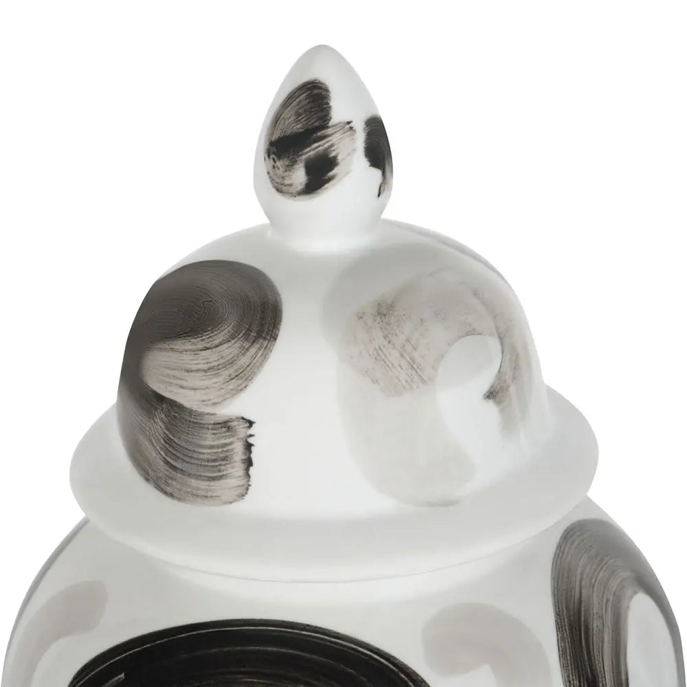 Monochrome Brush Swirl Large Ginger Jar