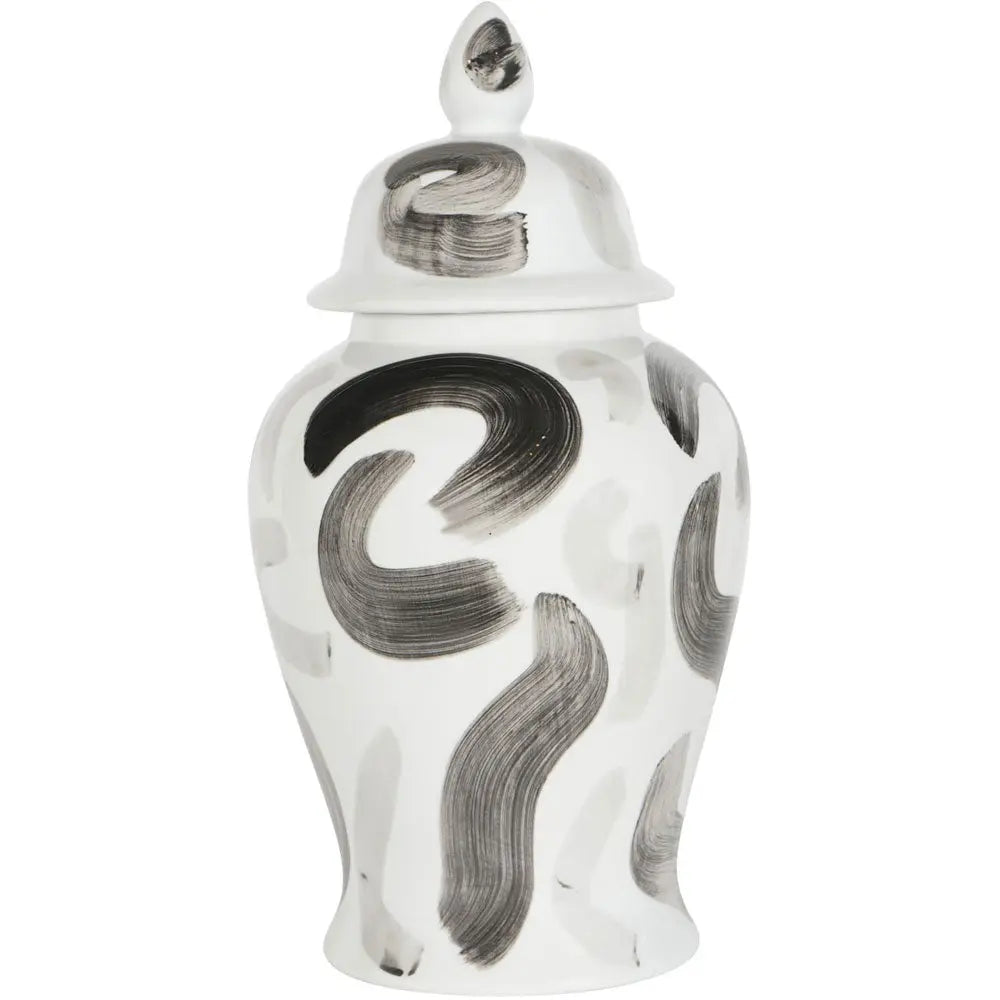 Monochrome Brush Swirl Large Ginger Jar