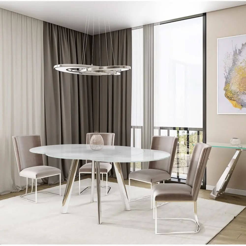 Orla White Swivel Extending Glass Dining Table | Modern – Nicholas John ...