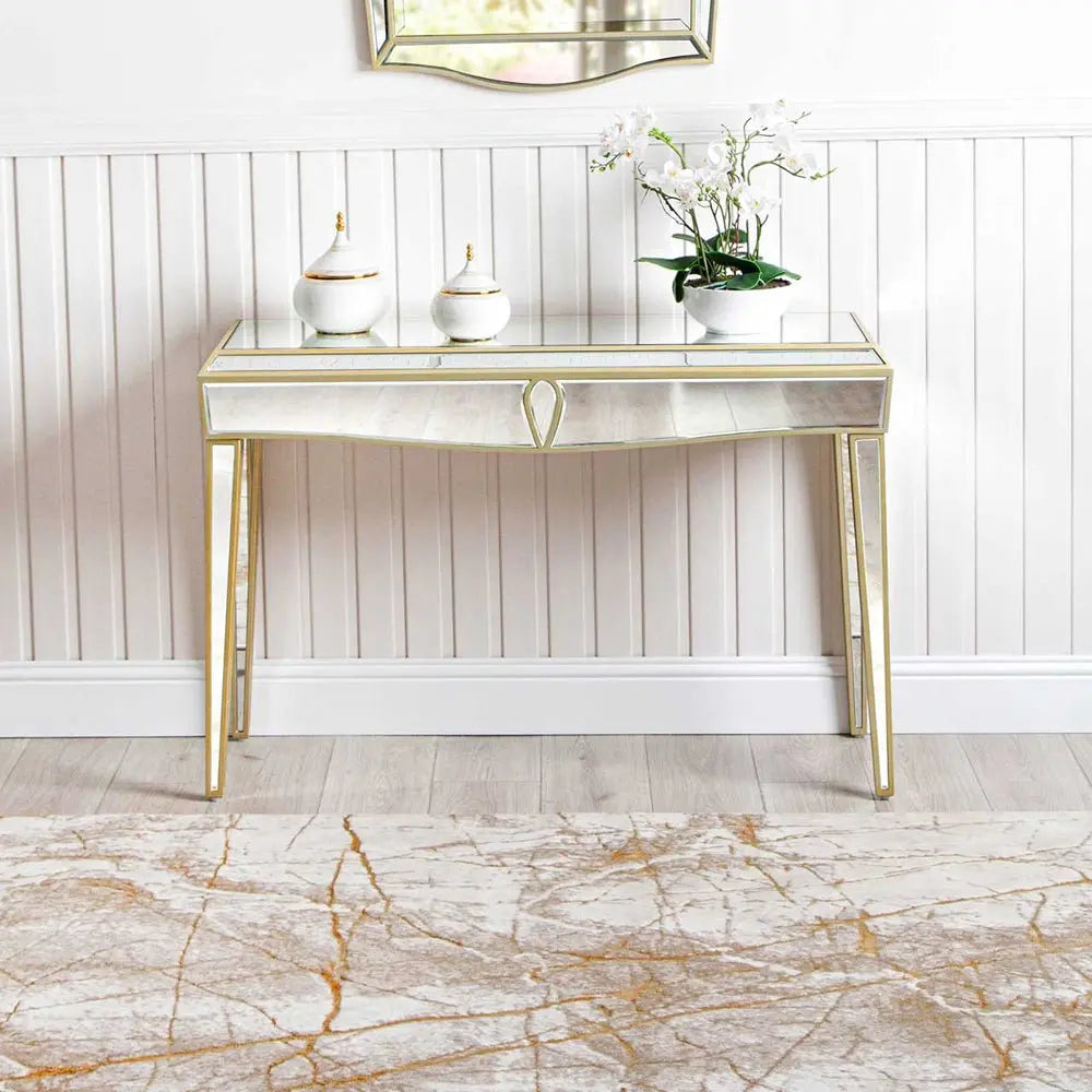 Prishtina 120cm Mirrored Console Table Champagne Nicholas John Interiors