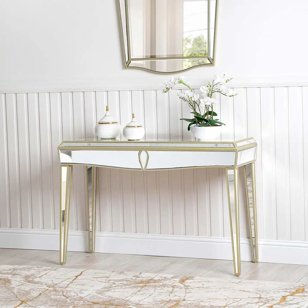 Prishtina 120cm Mirrored Console Table Champagne Nicholas John Interiors