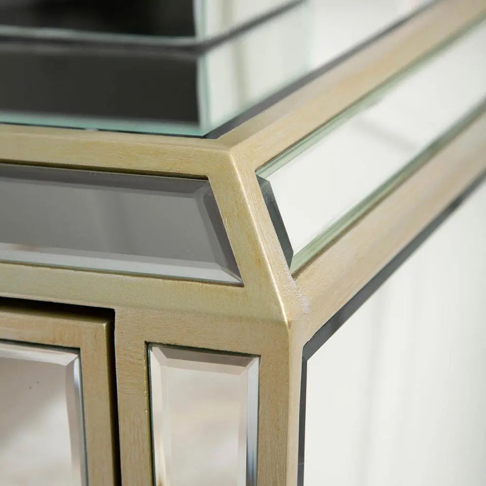 Prishtina 2 Drawer Mirror Bedside Cabinet Champagne Nicholas John Interiors