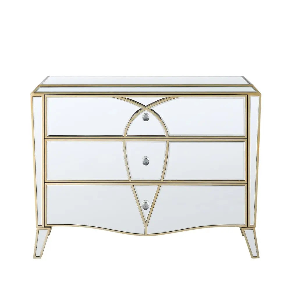 Prishtina 3 Drawer Mirrored Bedroom Chest Champagne Nicholas John Interiors