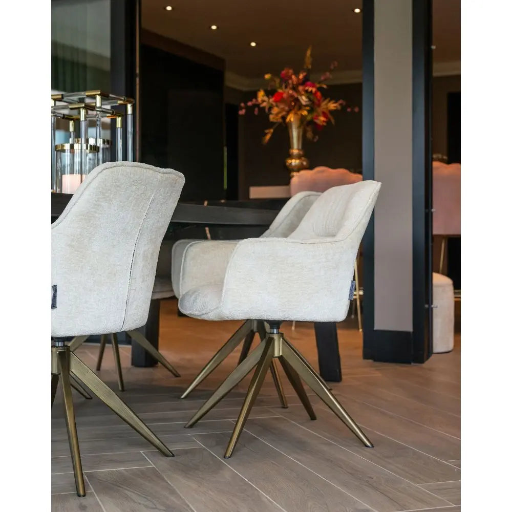 Richmond Interiors Aline Swivel Chair in White Chenille Velvet Nicholas John Interiors