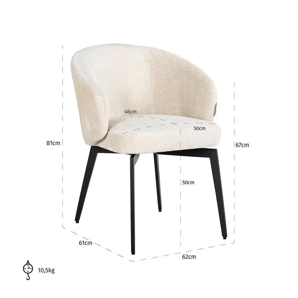 Richmond Interiors Amphara Chair in White Chenille Nicholas John Interiors