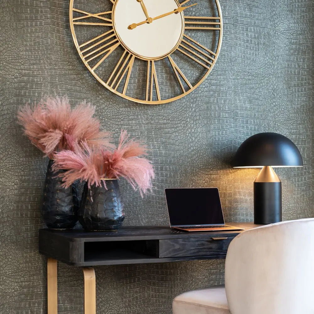 Richmond Interiors Blackbone Brass 1 Drawer Desk Nicholas John Interiors