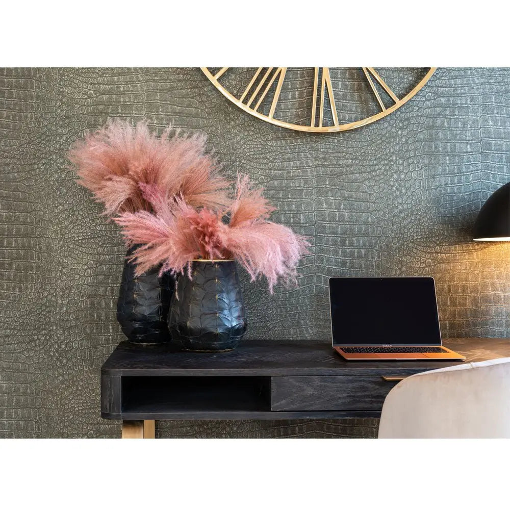 Richmond Interiors Blackbone Brass 1 Drawer Desk Nicholas John Interiors