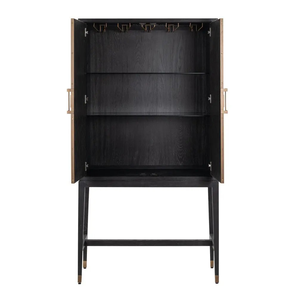 Richmond Interiors Bloomville Bar Cabinet in Gold Cabinet