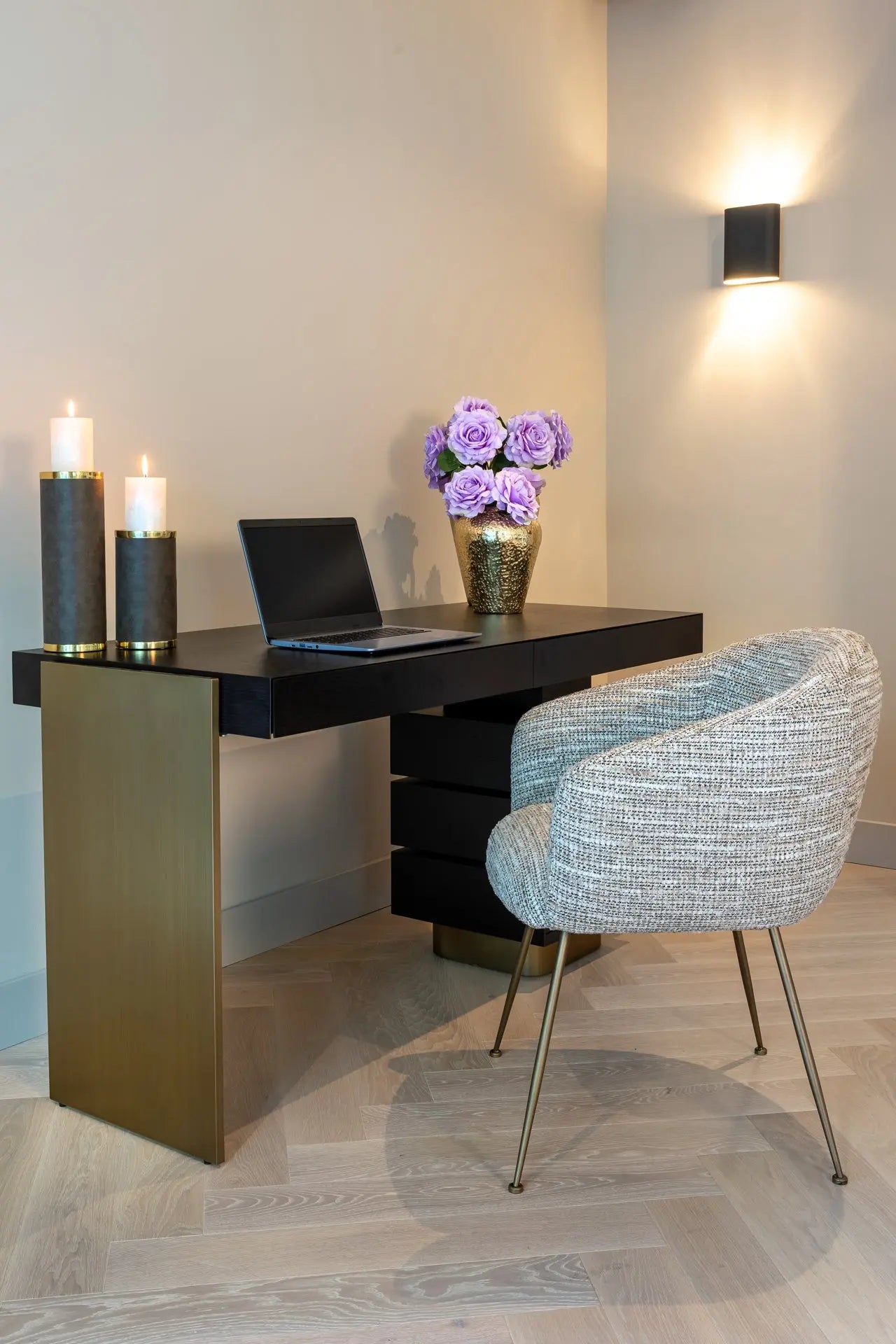 Richmond Interiors Connar 5 Drawer Desk in Charcoal Desk