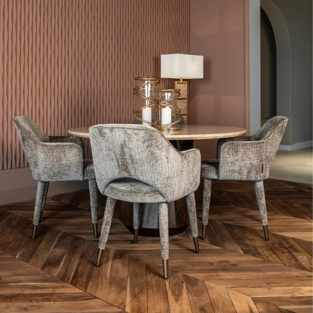 Richmond Interiors Donnatella Chair in Stone Chenille Dining Chair