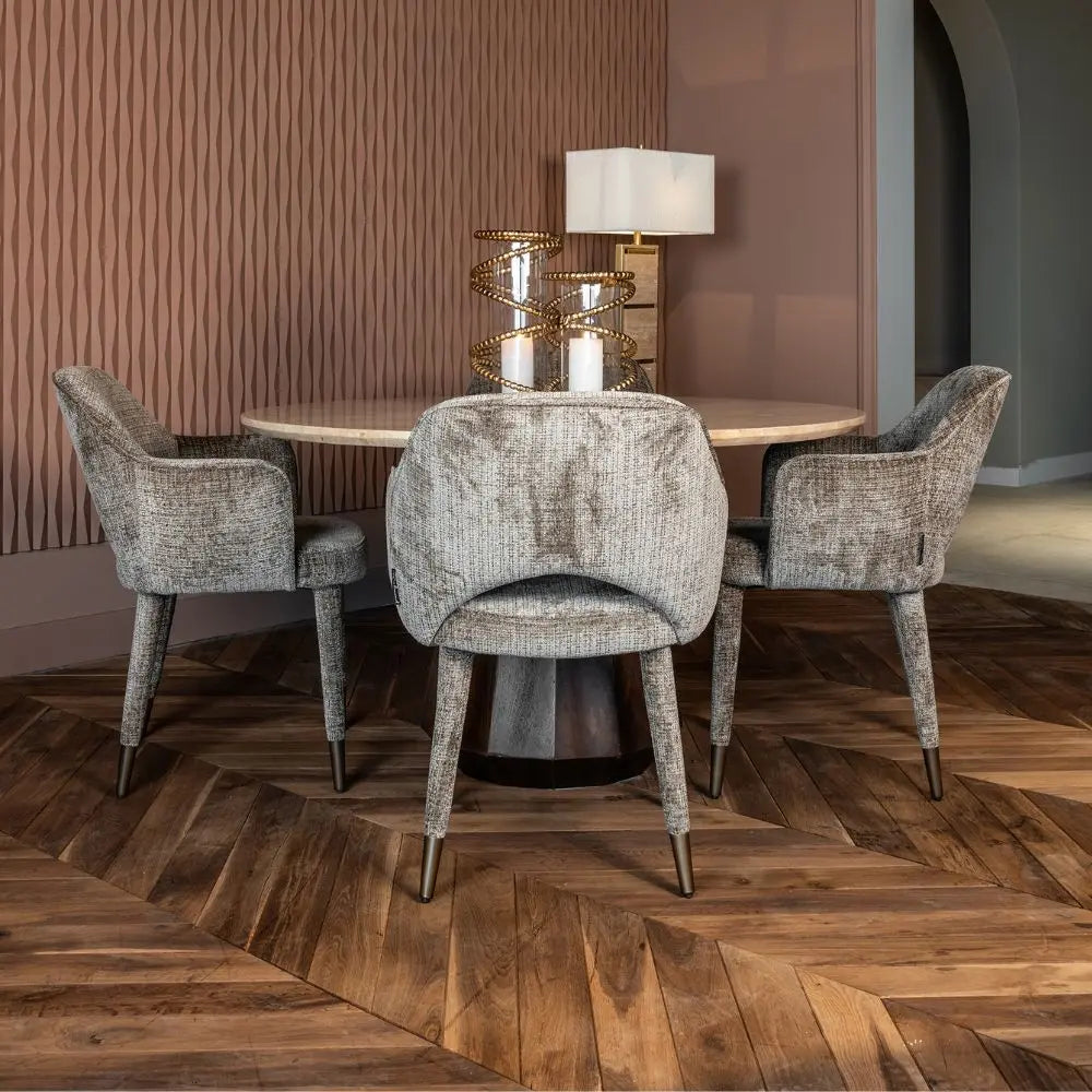 Richmond Interiors Donnatella Chair in Stone Chenille Dining Chair