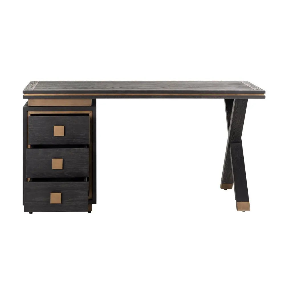 Richmond Interiors Hunter Black Rustic 3 Drawer Desk