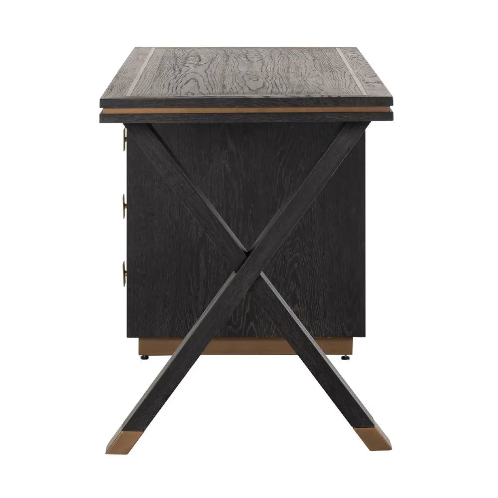Richmond Interiors Hunter Black Rustic 3 Drawer Desk