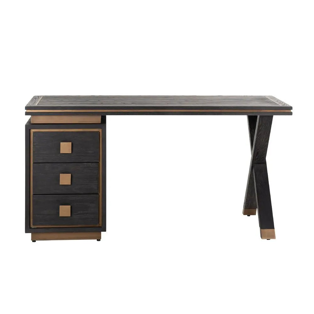 Richmond Interiors Hunter Black Rustic 3 Drawer Desk