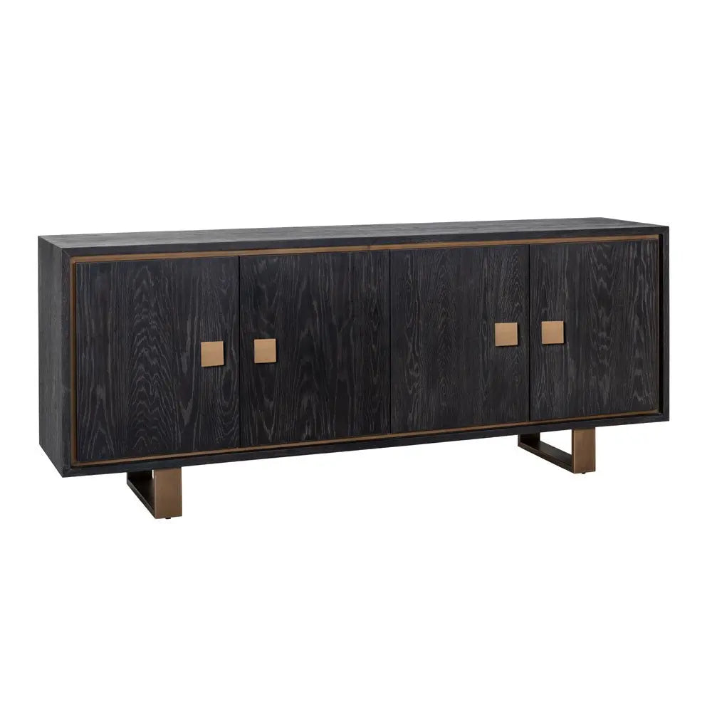Richmond Interiors Hunter Black Rustic 4 Door Sideboard Sideboard