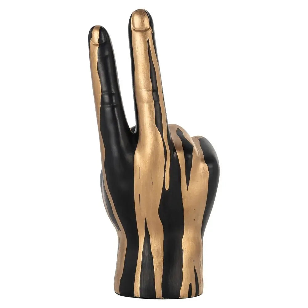 Richmond Interiors Peace Sign Deco Object Hand in Black/Gold